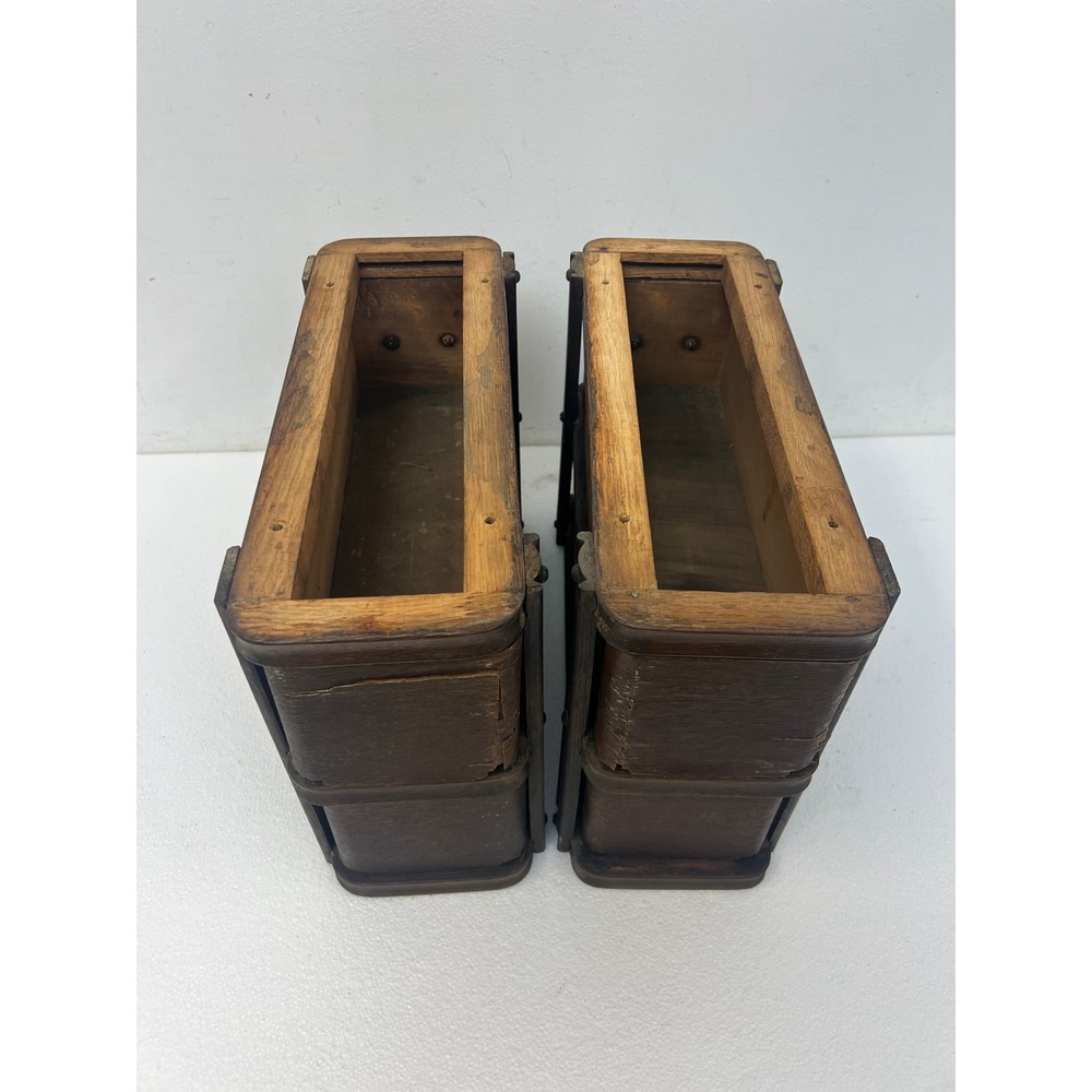 Vintage Wood Singer Sewing Machine Drawers w Brackets Wood Set of 2 Antique Pair - Picture 3 of 12